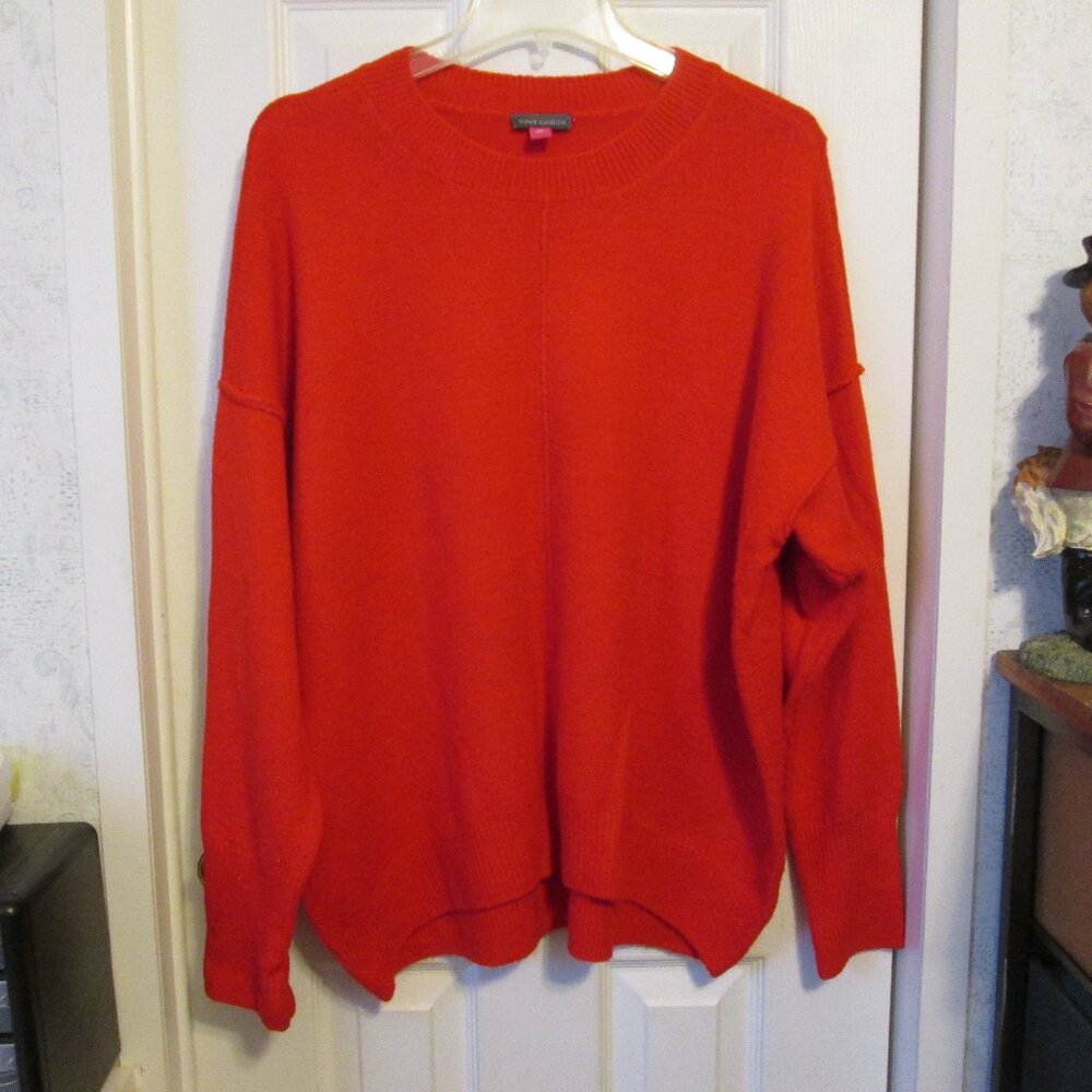 Vince Camuto Dark Orange/Red Pullover Sweater Size Medium (Oversized)
